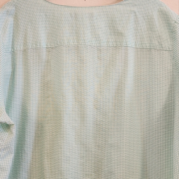 Vntg 60s Go Softly Lght Green Seersucker Snap Front House Dress Embroidered Sz M - Picture 2 of 11